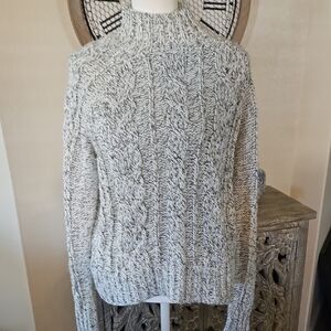 Jennifer Lopez Gray Cable Knit Sweater With Crystal Stud Embellishments NWOT